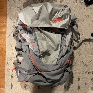 The NorthFace Gray Terra 55 backpacking pack
